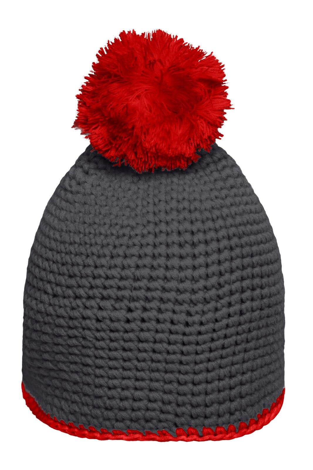 Pompon Hat w/ Contrast Stripe