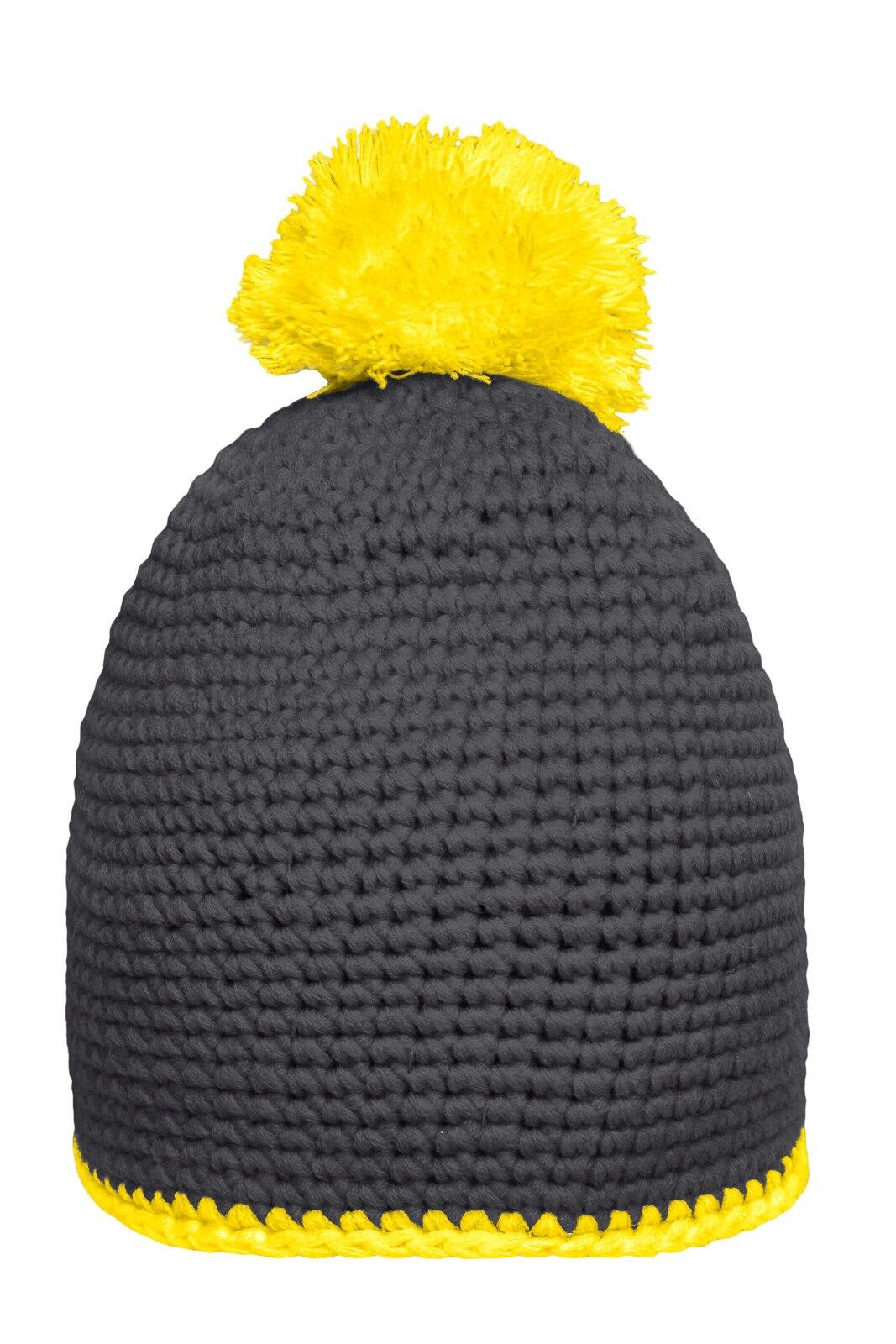Pompon Hat w/ Contrast Stripe