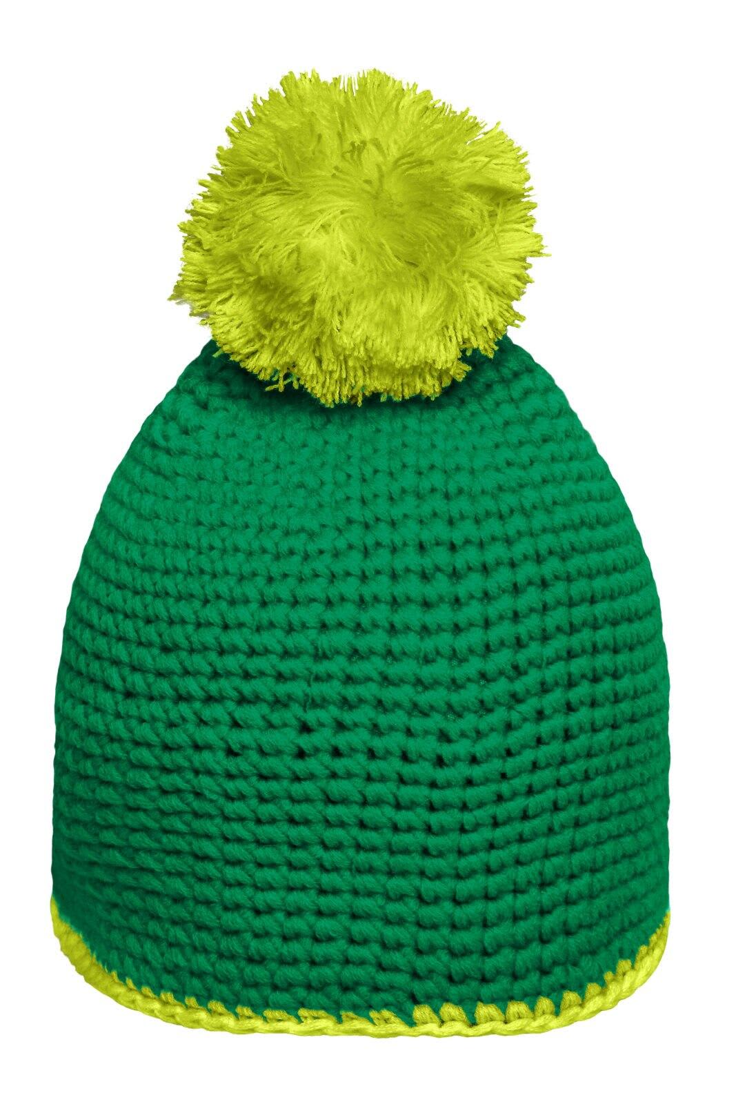 Pompon Hat w/ Contrast Stripe