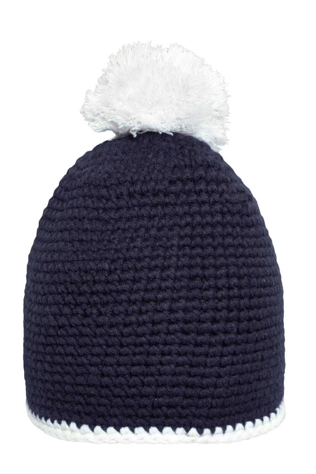 Pompon Hat w/ Contrast Stripe
