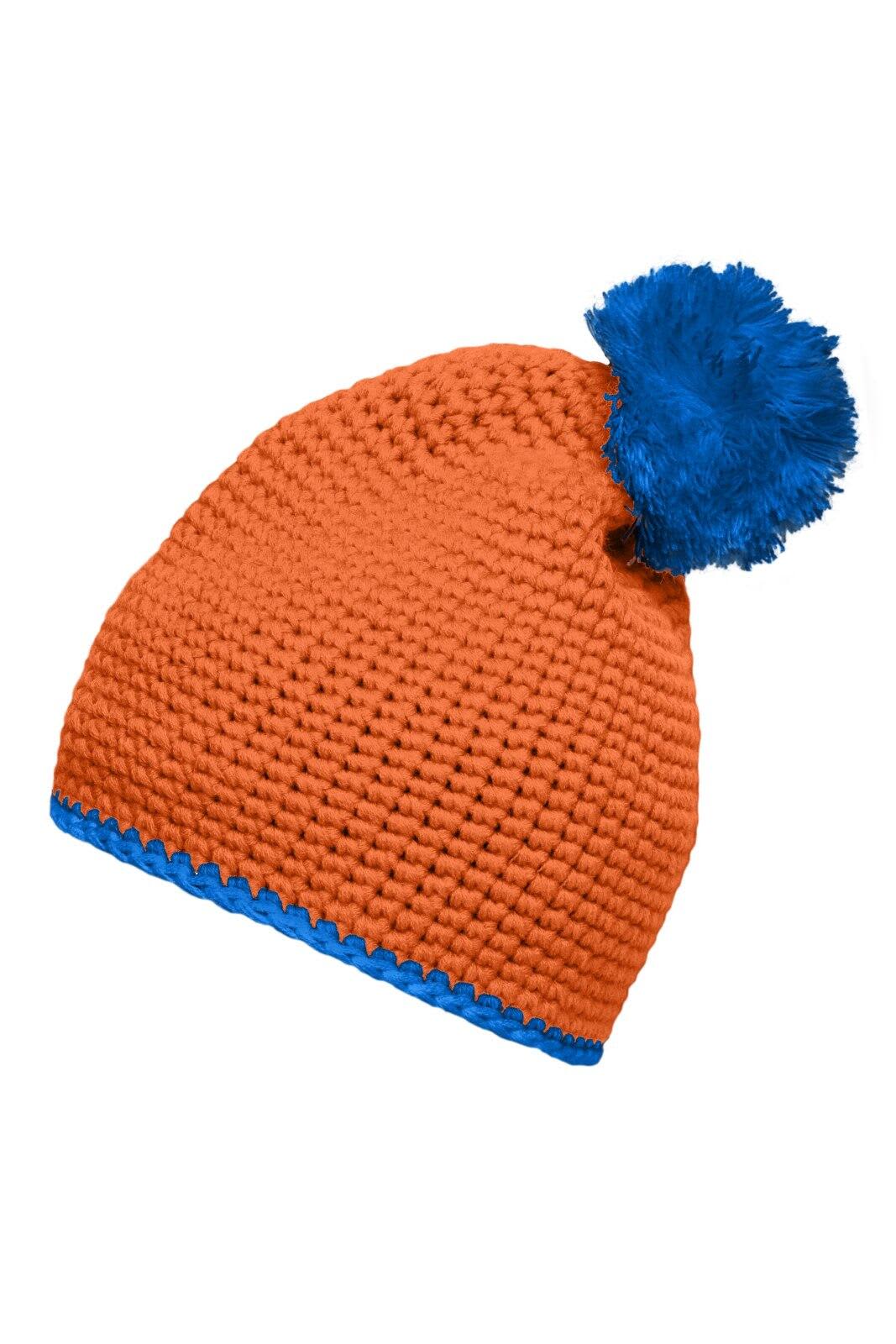 Pompon Hat w/ Contrast Stripe