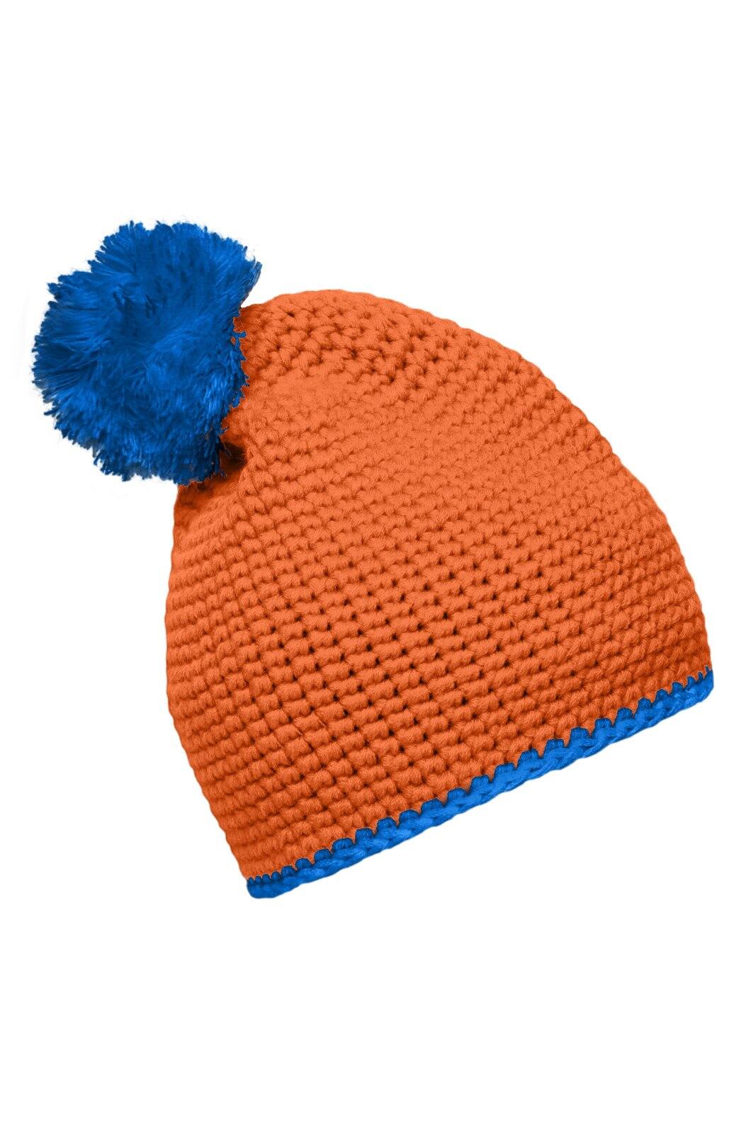 Pompon Hat w/ Contrast Stripe