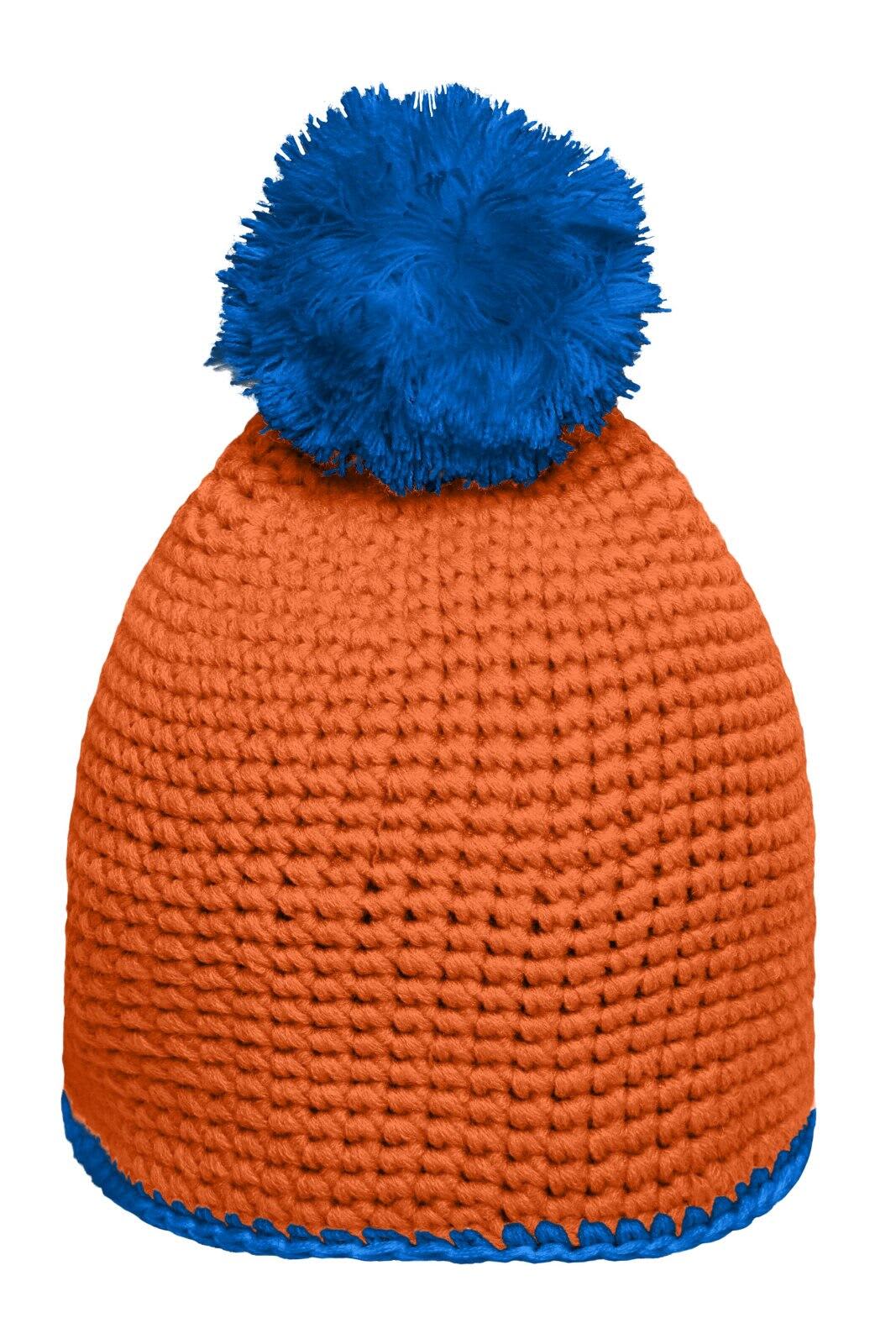 Pompon Hat w/ Contrast Stripe