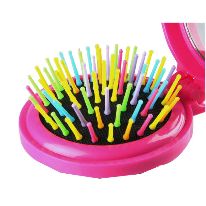 Portable Travel Folding Hair Brush with Mirror