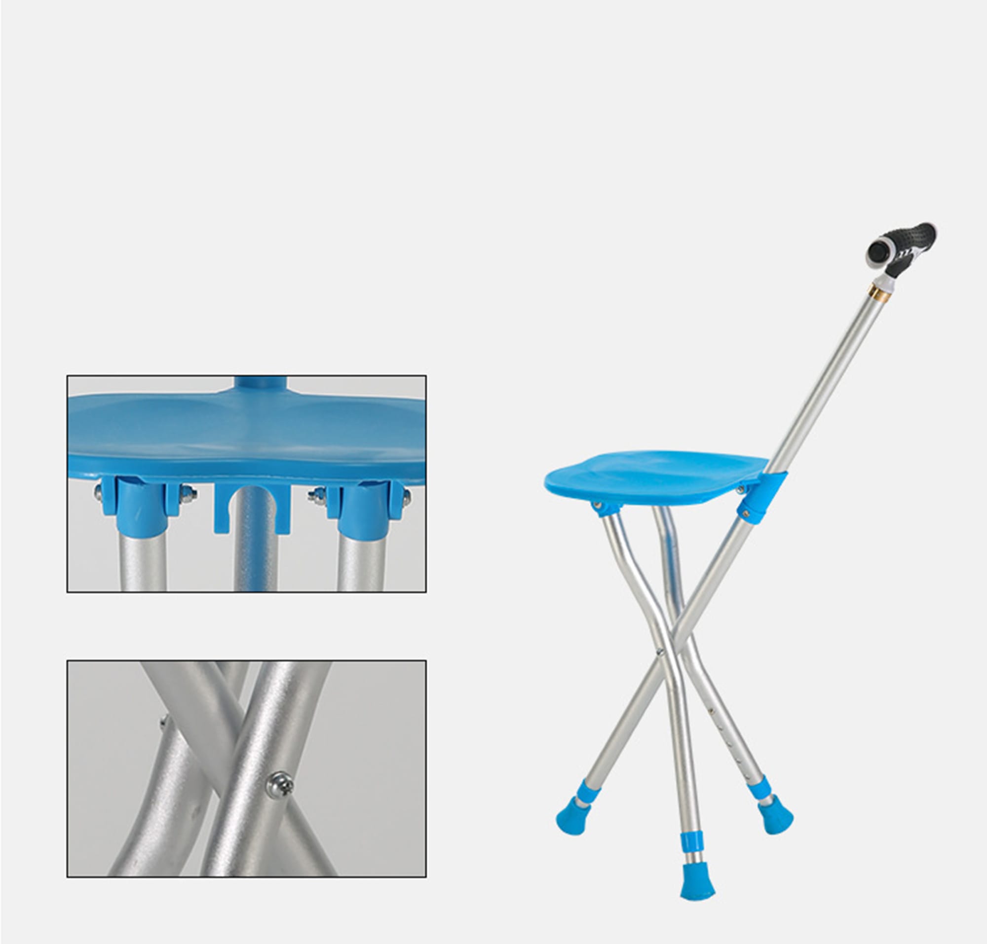 Adjustable Cane Stool With Light