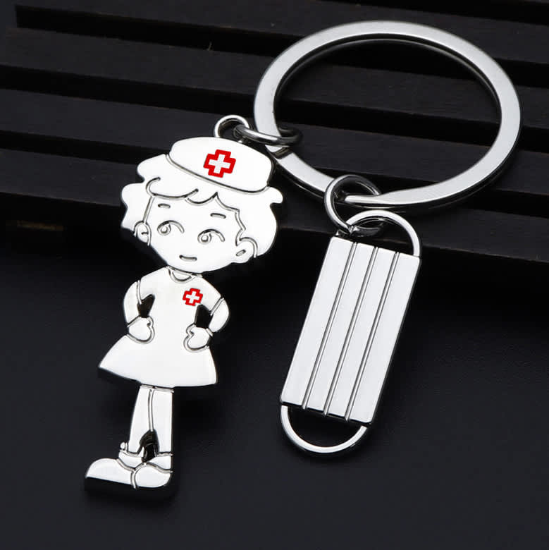 Nurse And Mask Shape Keychain