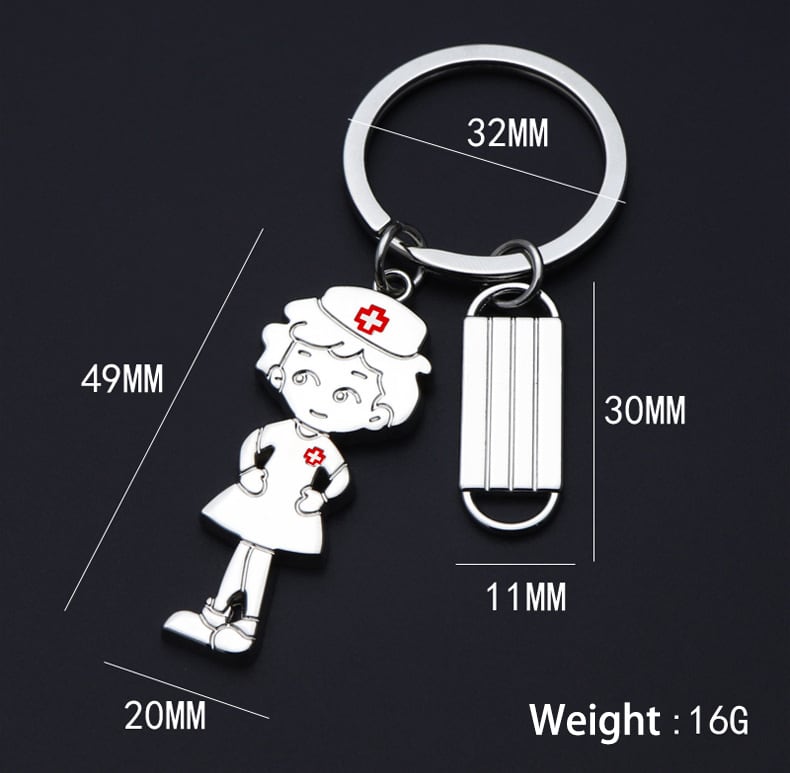 Nurse And Mask Shape Keychain