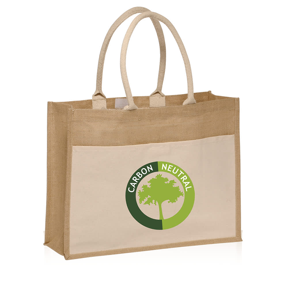 Calico Pocket Jute Tote Bag