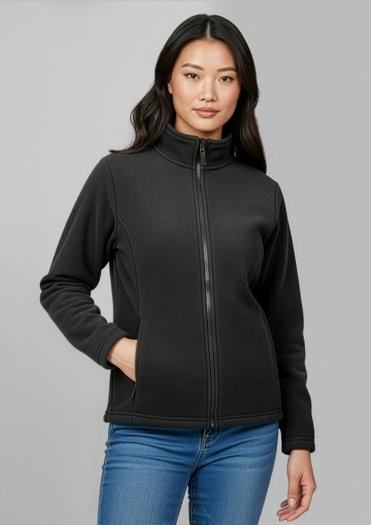 Womens Plain Micro Fleece Jacket