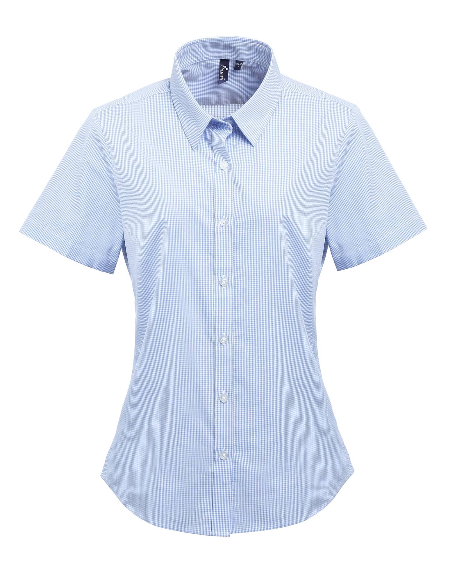 Womens Microcheck S-S Cotton Shirt