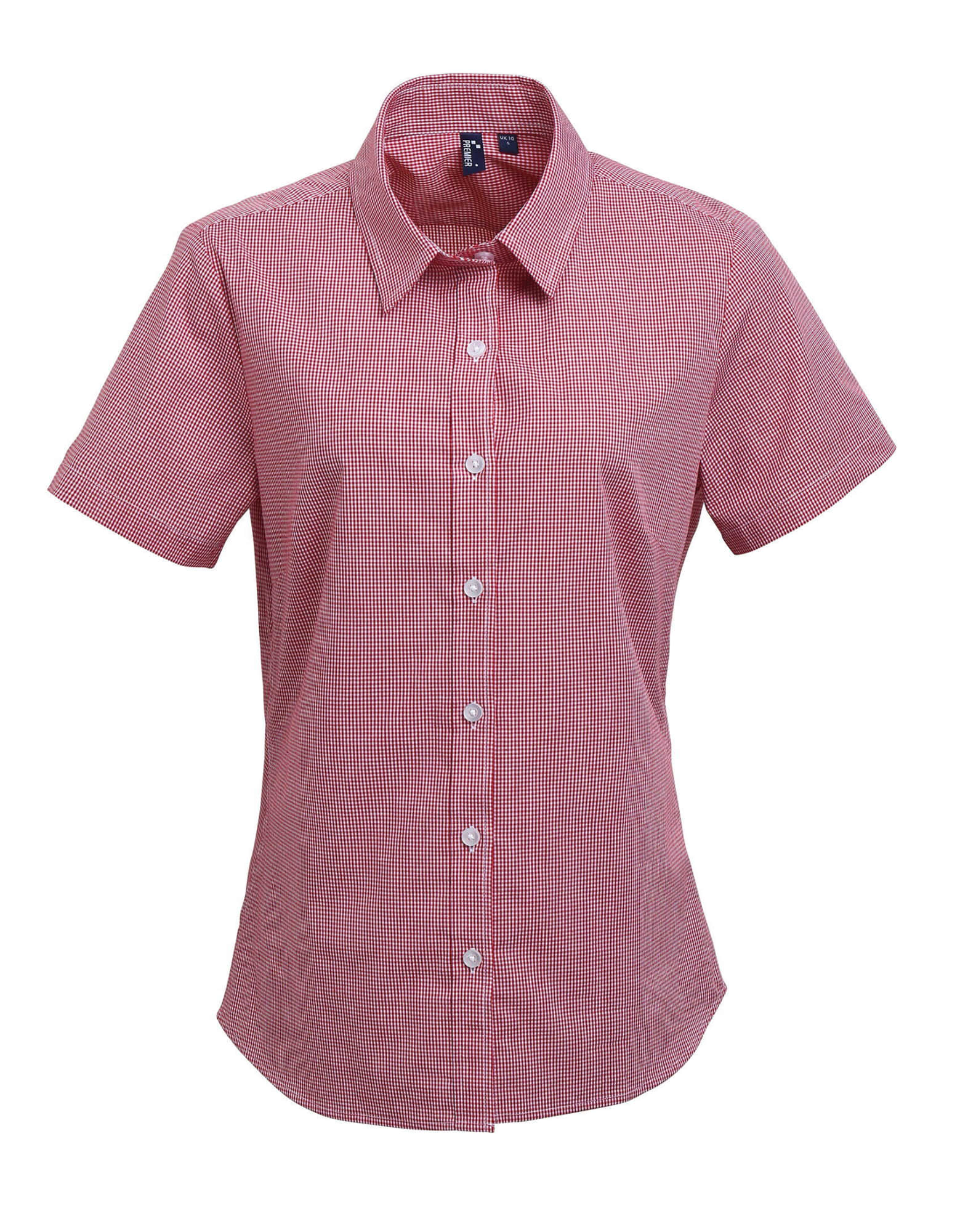 Womens Microcheck S-S Cotton Shirt