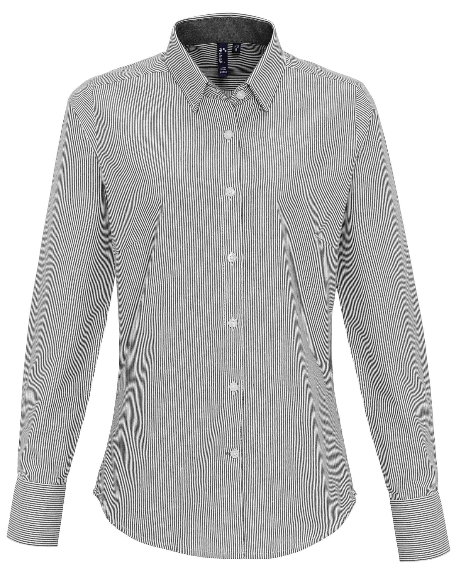 Womens Cotton-Rich Oxford Stripes Blouse