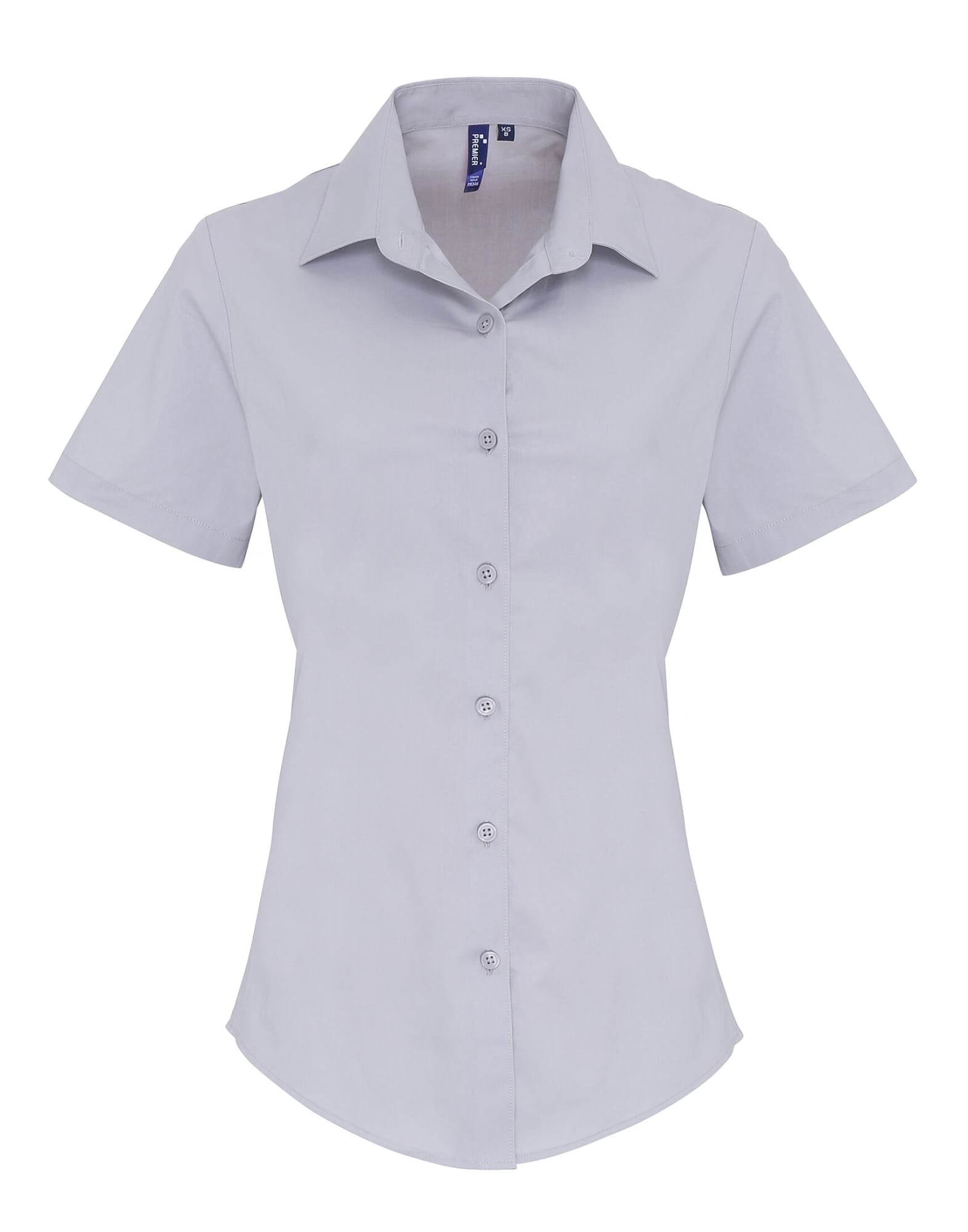 Womens Stretch Fit Cotton Poplin S-S Blouse