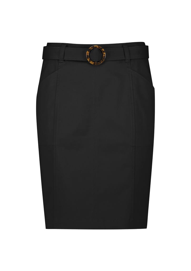 Womens Mid Waist Stretch Chino Skirt