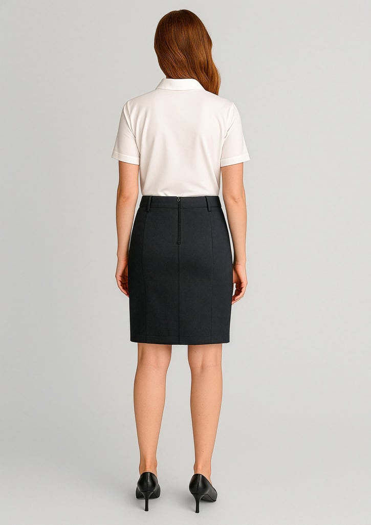 Womens Mid Waist Stretch Chino Skirt