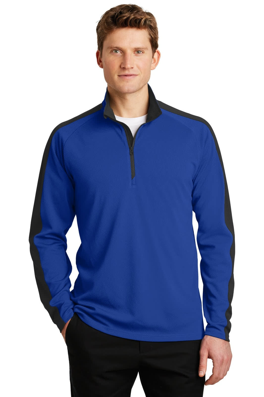 Sport-Tek Sport-Wick Textured Colorblock 1/4-Zip Pullover