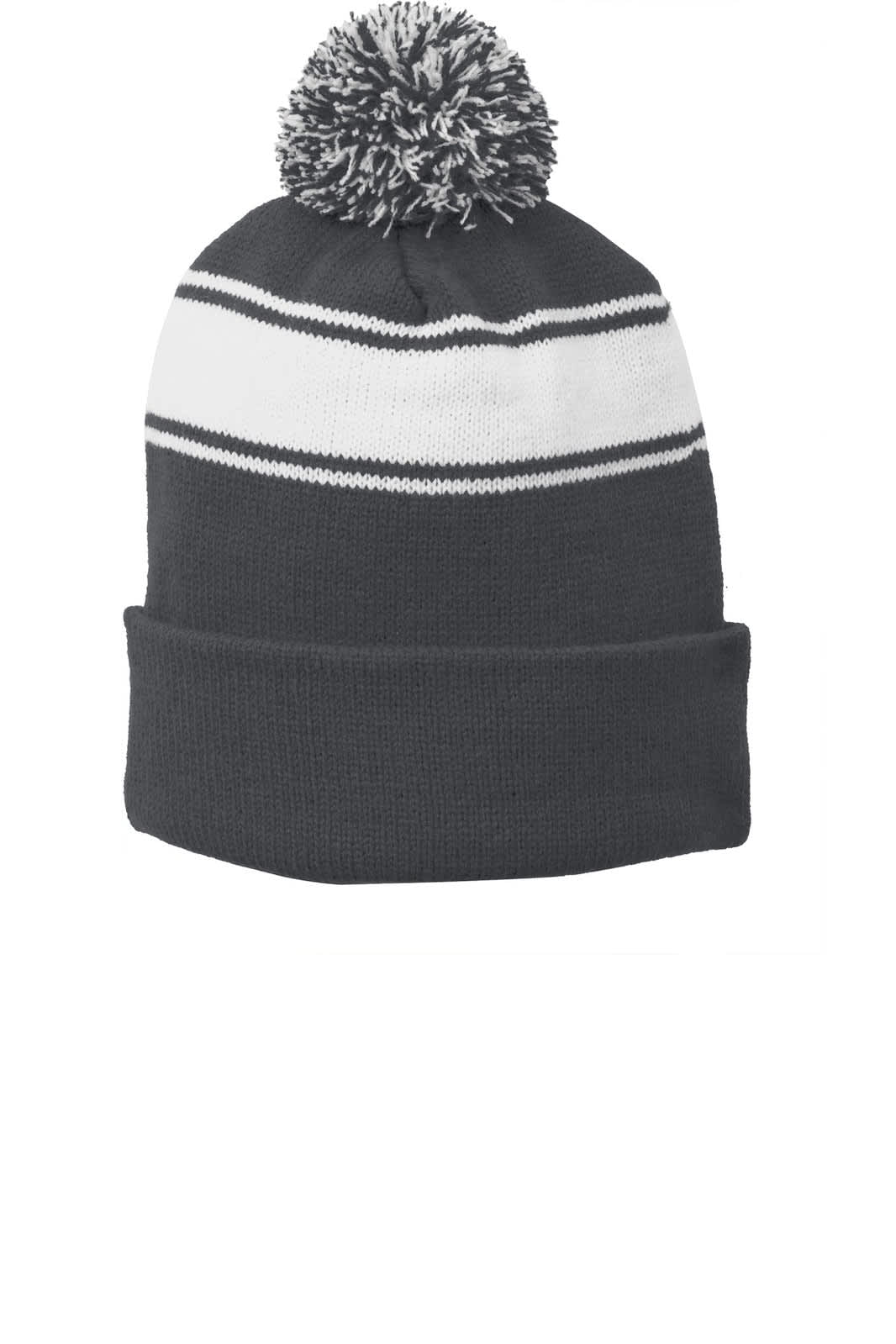 Sport-Tek Stripe Pom Pom Beanie