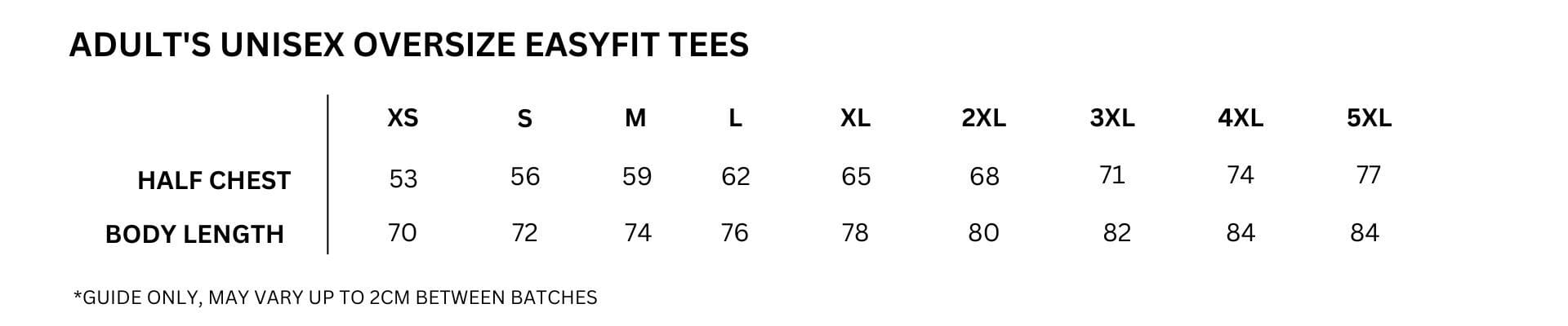 Unisex Oversize Easyfit Tees - 4xl & 5xl