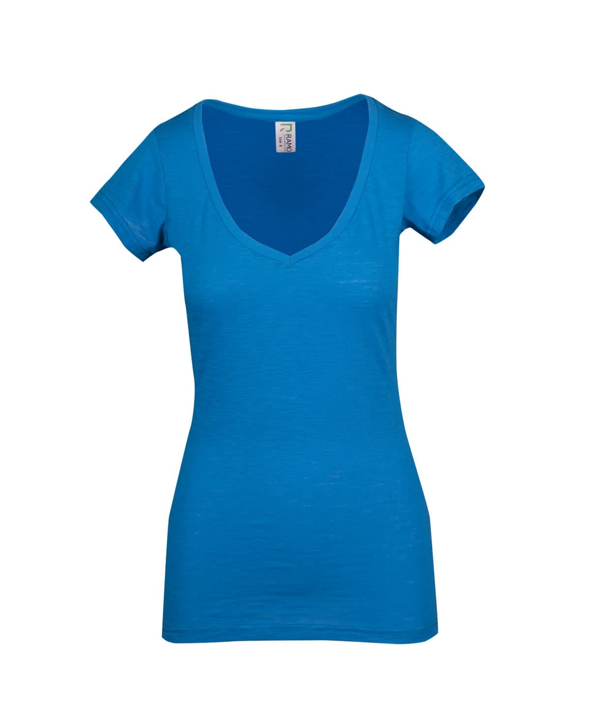 Women's Raw Cotton Wave V Neck Tshirt