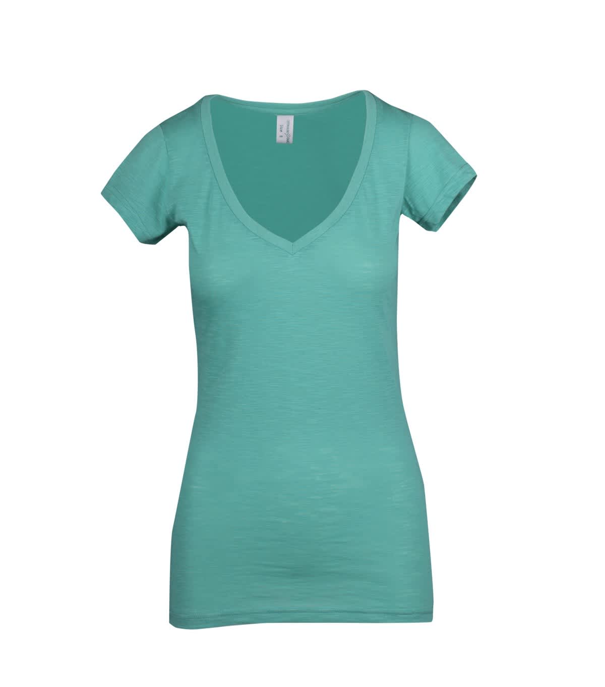 Women's Raw Cotton Wave V Neck Tshirt