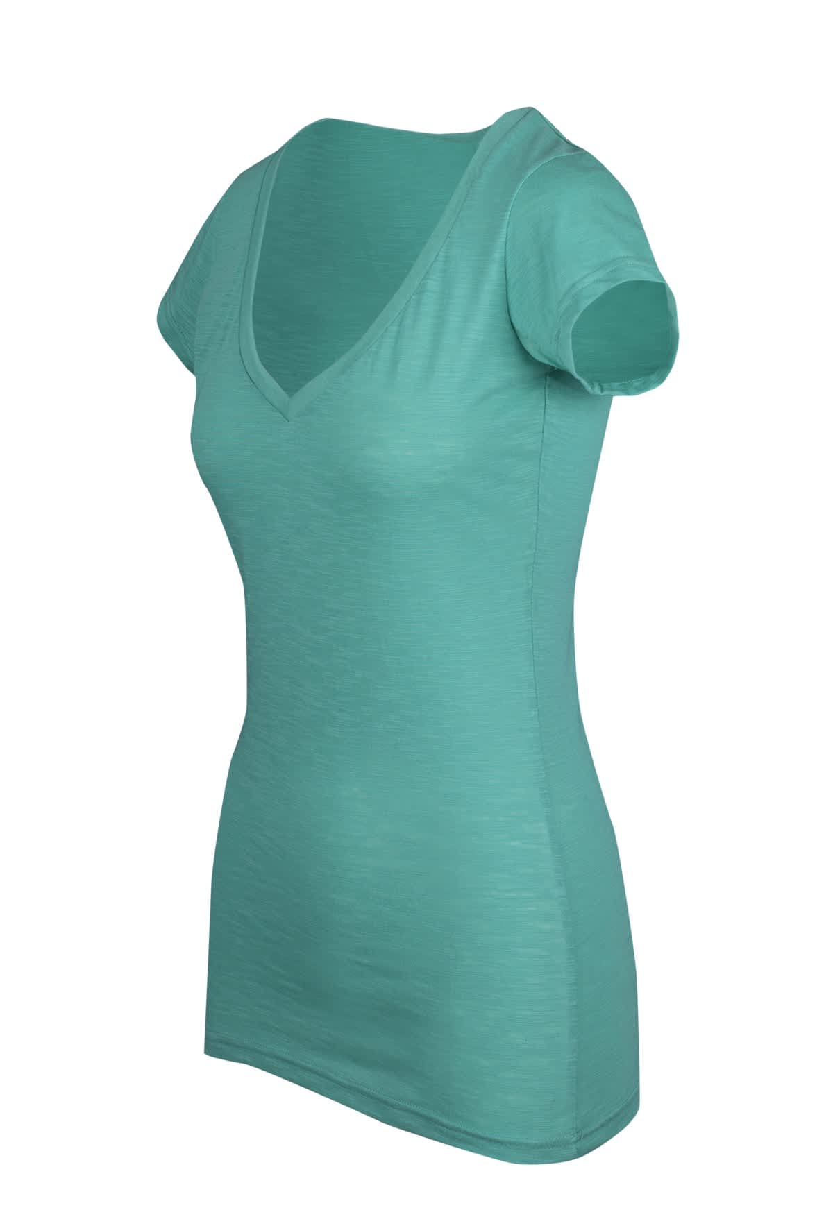Women's Raw Cotton Wave V Neck Tshirt