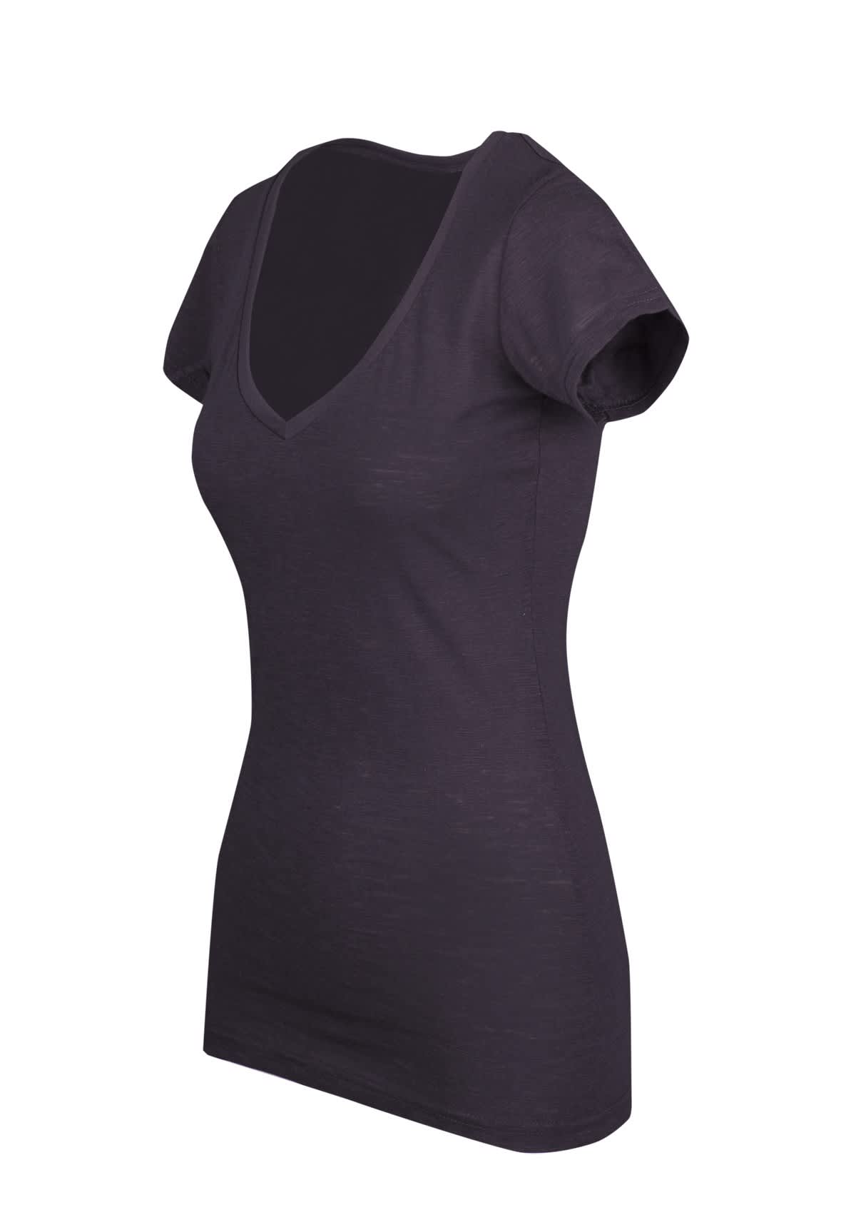 Women's Raw Cotton Wave V Neck Tshirt