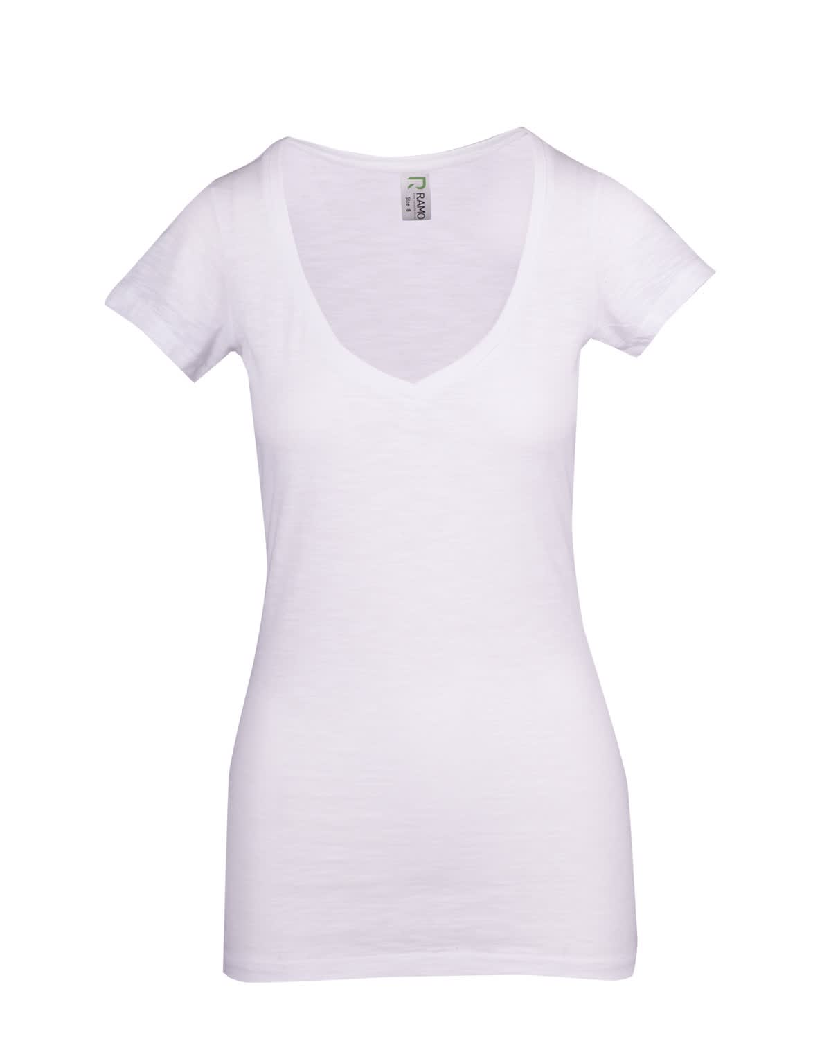 Women's Raw Cotton Wave V Neck Tshirt