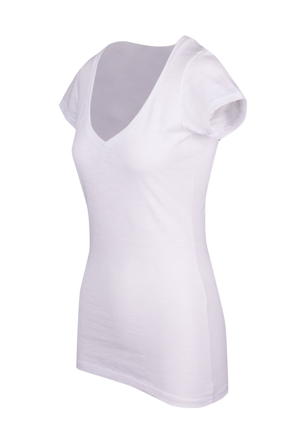 Women's Raw Cotton Wave V Neck Tshirt