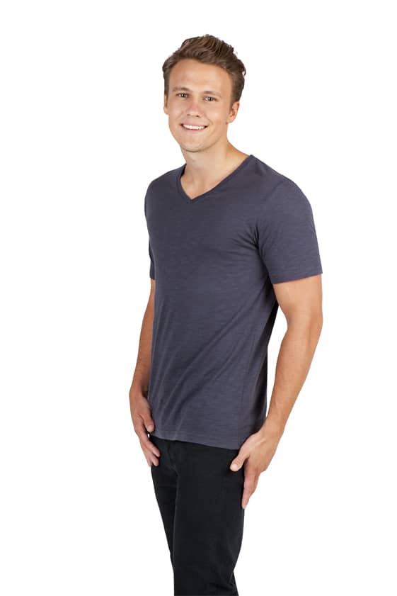 Men's / Unisex Raw Cotton Wave V Neck T-shirt
