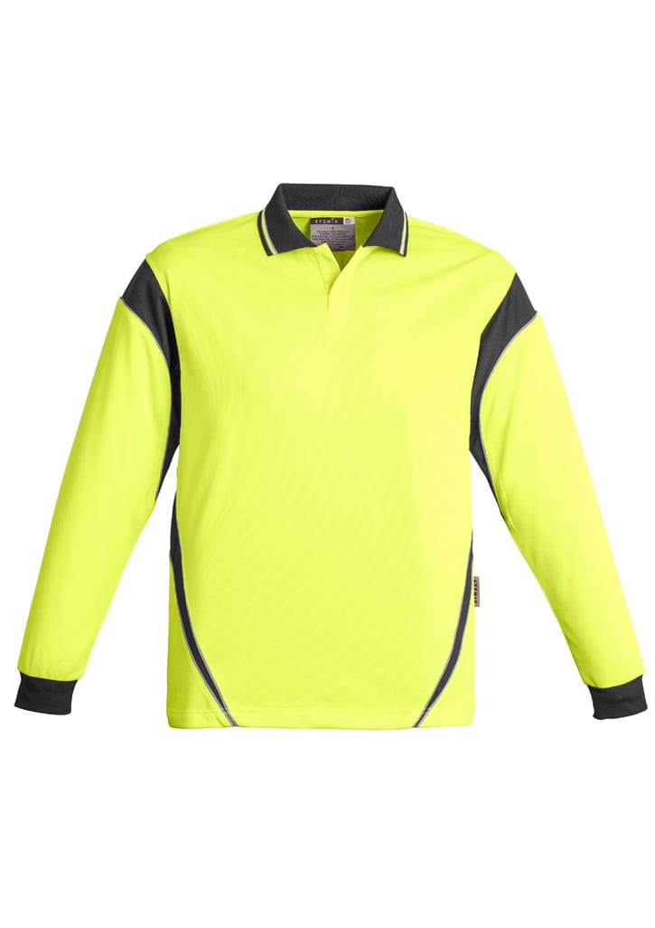 Mens Hi Vis Aztec Long Sleeve Polo