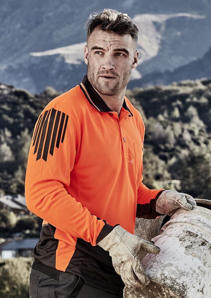 Mens Hi Vis Flux Long Sleeve Polo