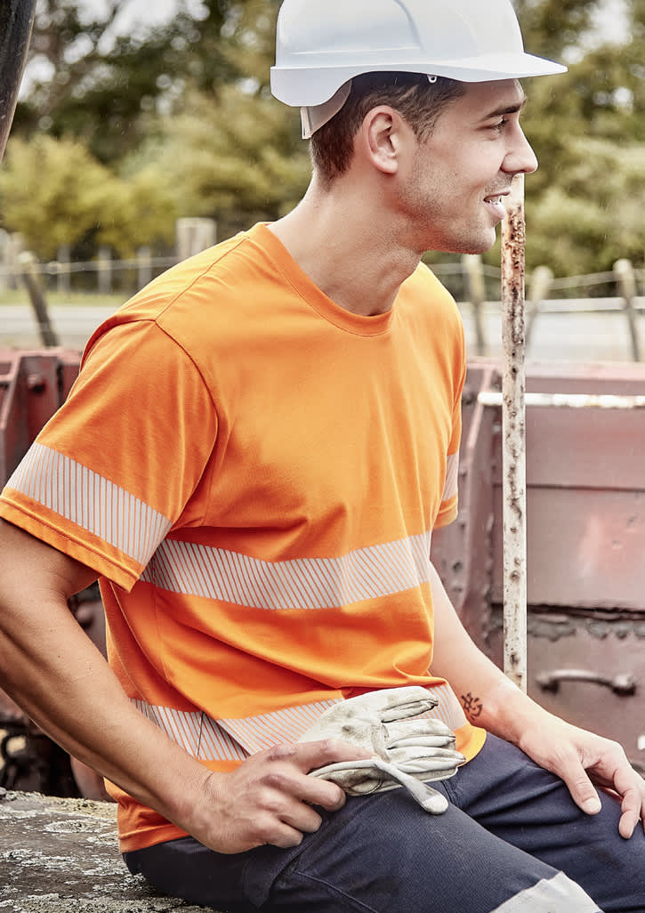 Mens Hi Vis Segmented Tape Cotton Tee
