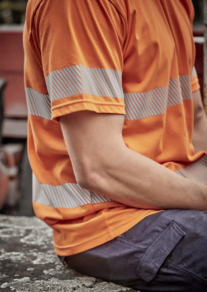 Mens Hi Vis Segmented Tape Cotton Tee
