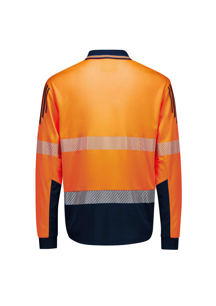 Mens Hi Vis Flux Segmented Tape Long Sleeve Polo