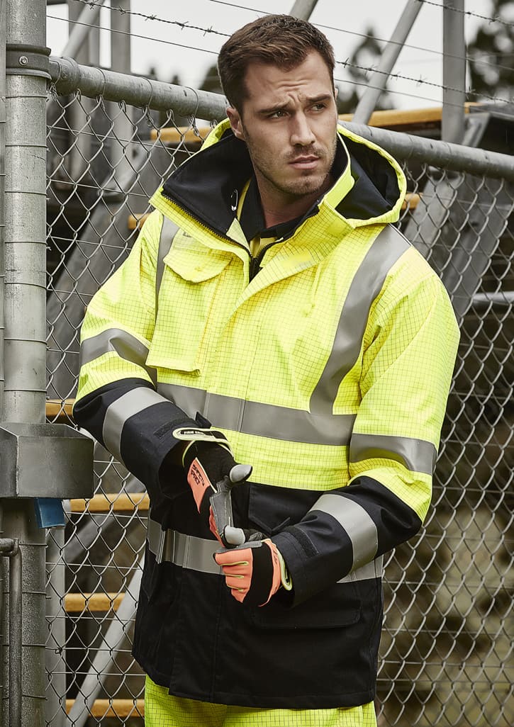 Mens Orange Flame Arc Rated Antistatic Waterproof Jacket