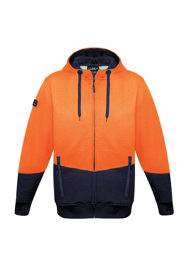 Unisex Hi Vis Textured Jacquard Full Zip Hoodie