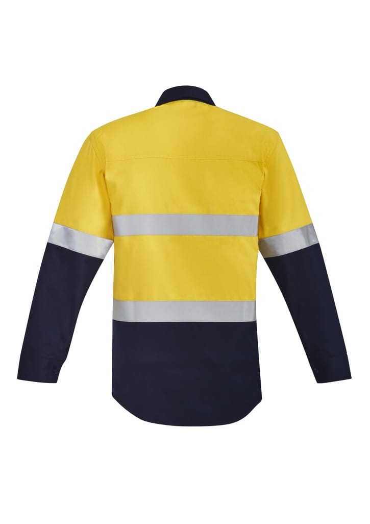 Mens Orange Flame Hi Vis Open Front Spliced Shirt - Hoop Taped