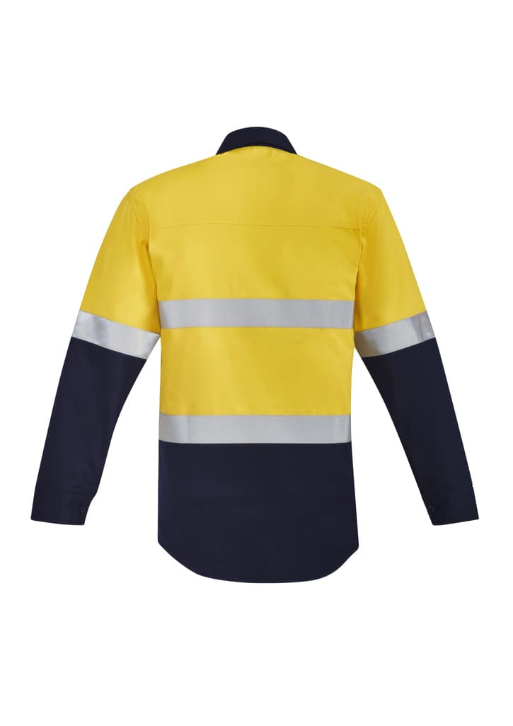 Mens Orange Flame Hi Vis Closed Front Shirt - Hoop Taped