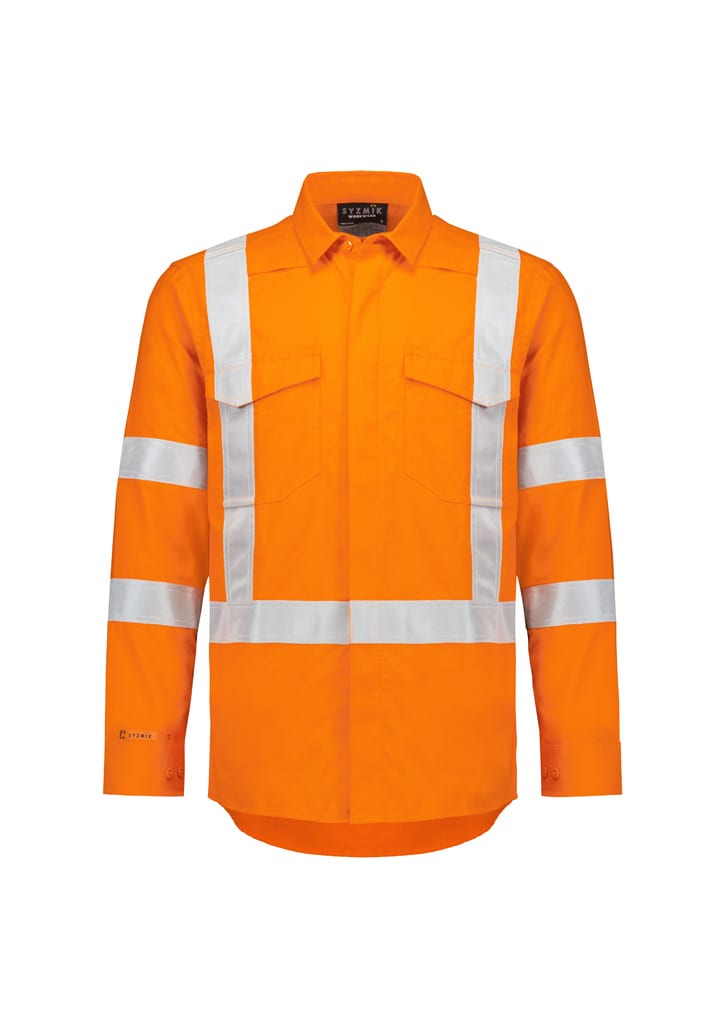 Mens Orange Flame Lightweight Ripstop X Back Taped Shirt