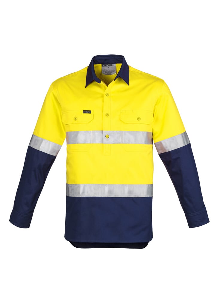 Mens Closed Front Long Sleeve Shirt - Hoop Taped
